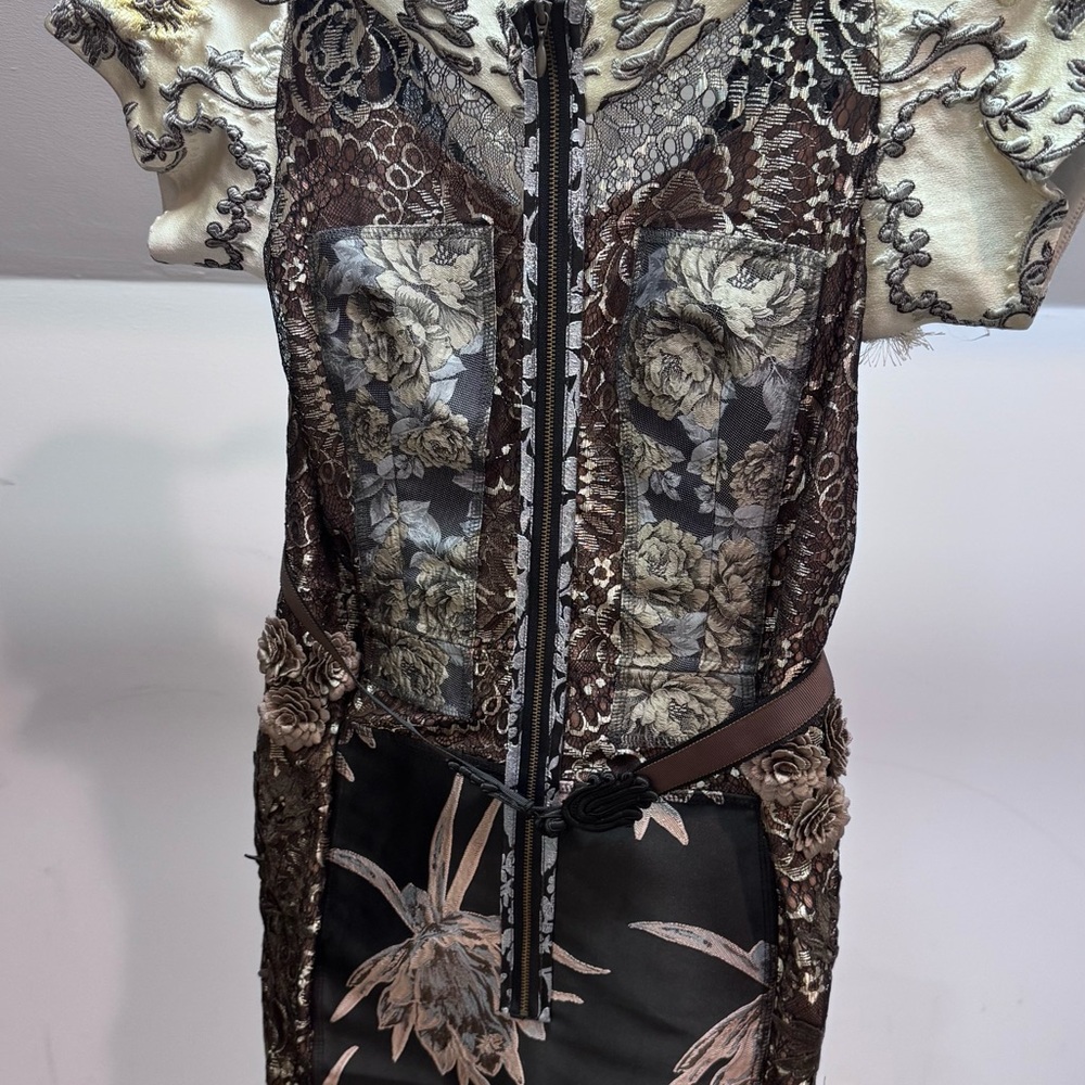 Byron Lars Elegant Black and Tan Dress